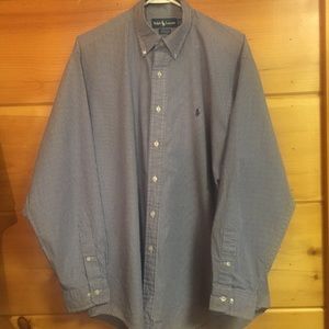 [Ralph Lauren Polo] blue plaid long sleeve shirt
